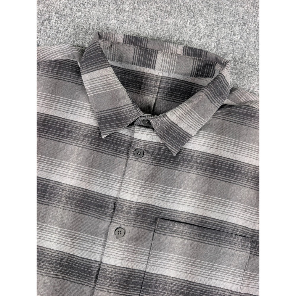 Lululemon‎ Commission Shirt Mens Medium Black Gray Striped Long Sleeve